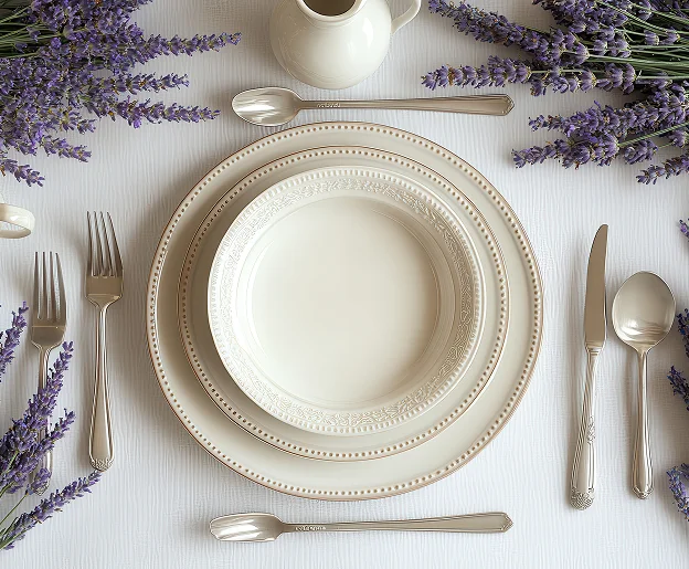 Assiettes, verres, couverts, couteaux pou repas de Mariage à Angers (49)